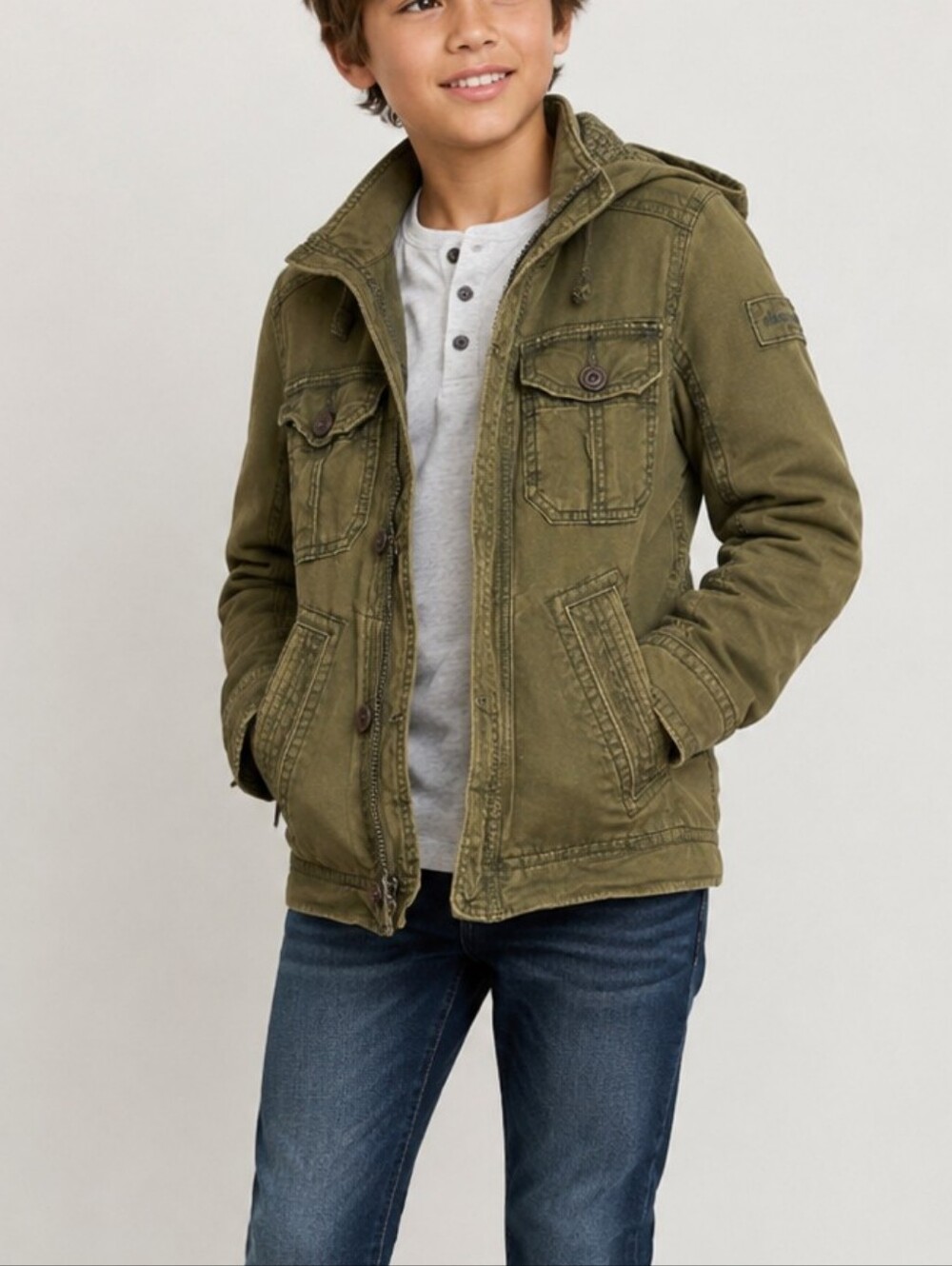 Abercrombie Kids Sentinel Utility Jacket Size S Olive Green Hooded